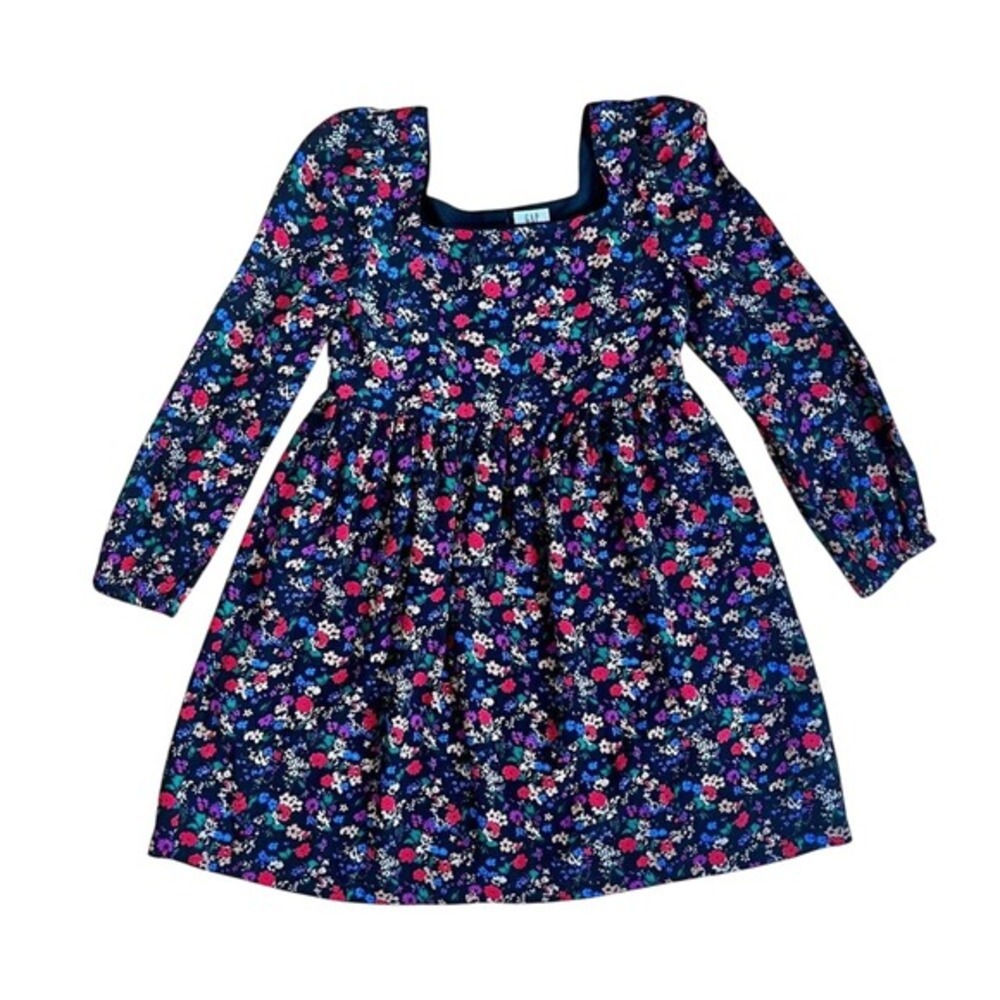 Gap Kids Girls Black & Floral Square‎ Neck Long Sleeve Dress Size L
